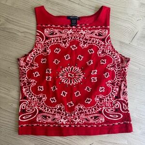Boston Proper Red Bandana Print Tank Top